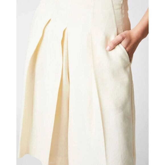 NEW Billy Reid Riding Culotte High Rise Pleated Linen Shorts Tinted White 2 - Picture 3 of 15
